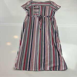 Vintage 90s Lexis Ltd Striped Midi Dress | Cotton Blend · Tie Waist / Day Dress